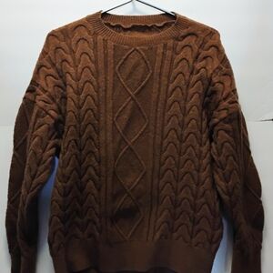 Brown Cable Knit Women's Sweater Sz Sm